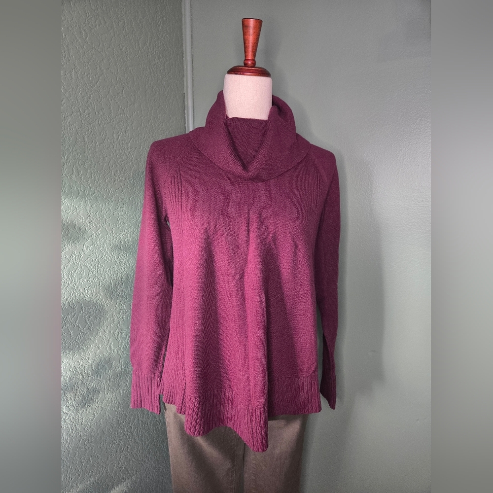 LOFT Rich Purple Cowl Neck Knit Sweater